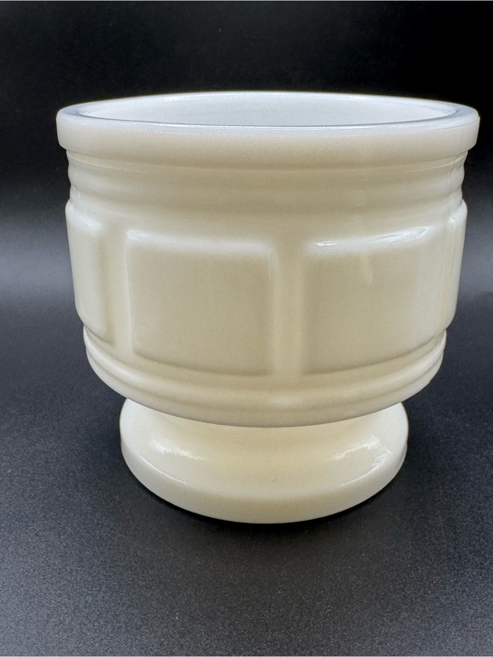 Vintage White Milk Glass Jardiniere Planter Pedestal Vase Bowl 4.25in Art Deco